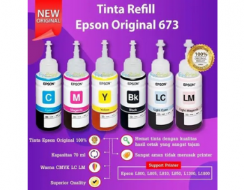 TINTA EPSON ORI 673 SUPPORT L800 L805 L810 L1300 L1800