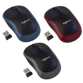 Mouse Logitech Wireless M185 - Swift Grey, Blue, Red