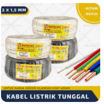 Kabel  Putih Tunggal  2 x 1,5 mm