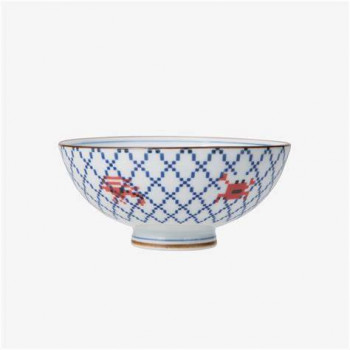 MANGKOK/BOWL FUJI WHITE BLUE 15 CM