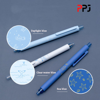 PPJ Pena Pulpen Gel Marine Pen 0.5mm Tinta Hitam 3 PCS - K1028 - Blue