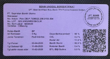 Label Benih Unggul Bersertifikat Kelas Benih Pokok (BP)
