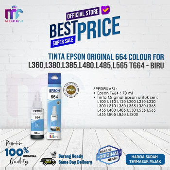 Tinta Printer Epson 664, 70 ml Warna Biru